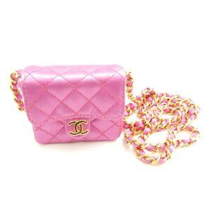 Chanel Mini Quilted Chain Shoulder Bag 1 Piece Satin Pochette